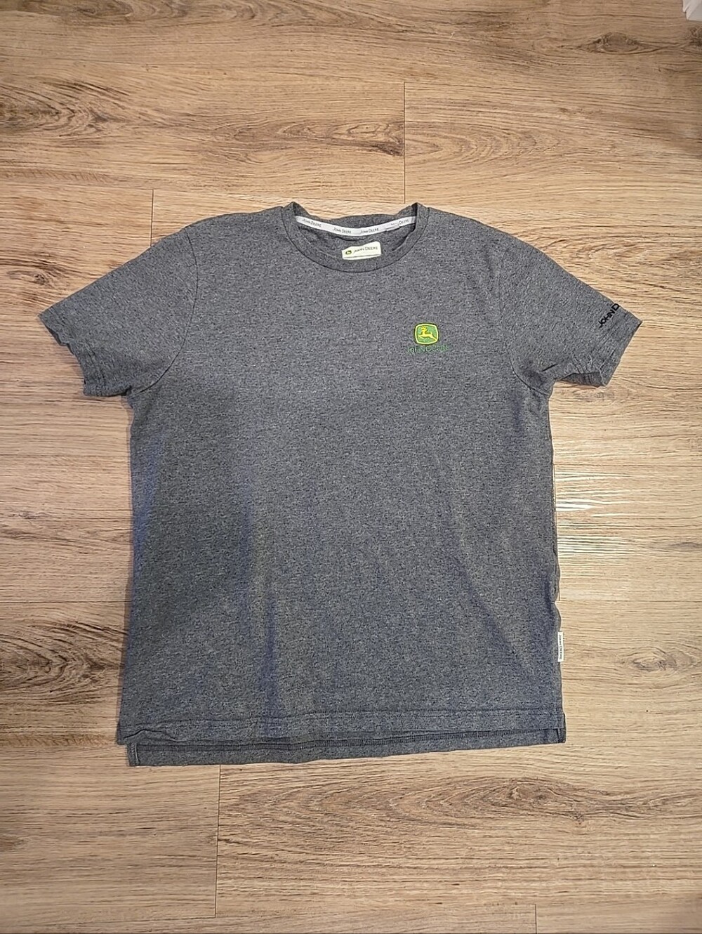 John Deere Heather Gray Crew Neck Tee with Lime Logo